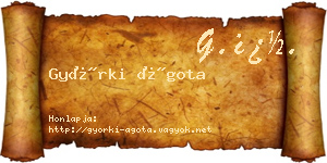 Györki Ágota névjegykártya